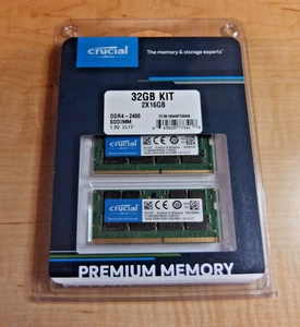 Crucial 32GB Speicher Kit (2 x 16GB) DDR4-2400 SODIMM CT2K16G4SFD824A - Bild 1 von 2