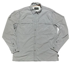 Orvis Trout Bum Fly Fishing Shirt Men’s L Vented Seersucker Black White Tactical - Picture 1 of 20
