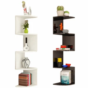 Compact Design Triangular Corner Shelf Space Saving Layered Bookshelf Bedroom - Picture 1 of 10