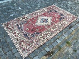 Bohemian Area Rug Handmade Wollteppich Türkisch Vintage Traditionell Rug 4,2 x 7,8 ft - Bild 1 von 13