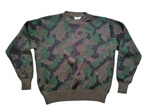80er Jahre Vintage Camouflage Pullover Ententarn Rippstrick echtes Baummoos Gr. XL  - Bild 1 von 7