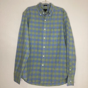 J. Crew NEU Baird McNutt Leinenmischung Hemd blau grün Neu mit Etikett Medium - Bild 1 von 7