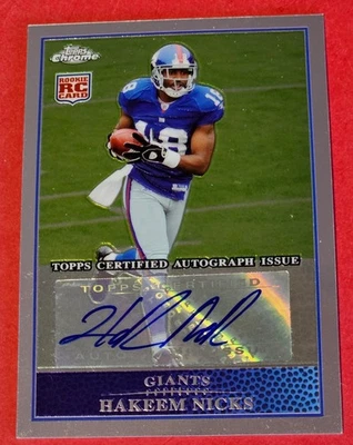 2009 Topps Chrome - Hakeem Nicks #TC115 Refractor (RC) Certified Autograph Issue - Image 1 of 3