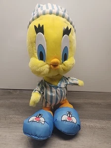 1997 Vtg Looney Tunes Tweety Bird Plush Night Time Pajamas Sylvester Slippers - Picture 1 of 9