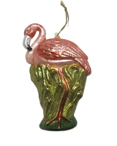 Vintage rosa Flamingo Glas Weihnachtsbaum Weihnachtsschmuck 5 Zoll - Bild 1 von 16