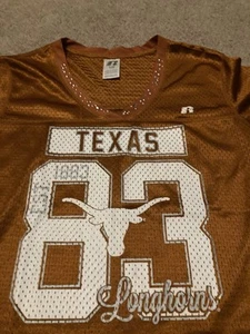 Texas Longhorns Football Jersey #10 Womens Sz L Orange White NCAA Jewels Bling - Picture 1 of 7