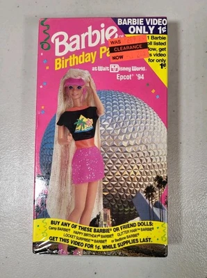 Vintage Barbie Birthday Party At Disney World Epcot 94 New Sealed VHS Tape - Image 1 of 3