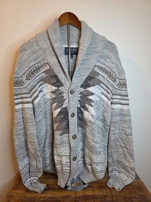 Cárdigan American Rag Para Hombre Gris Blanco Gris Chal Cuello XL *Excelente* Foto 1 de 4