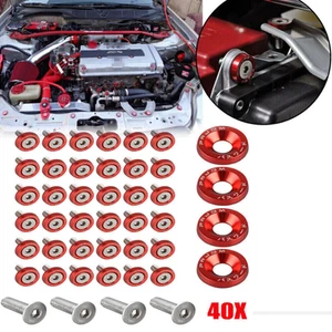 40 piezas Billete Rojo Jdm Aluminio Guardabarros/Parachoques Lavadora/Perno Motor Bahía Vestirse 3JUN - Imagen 1 de 11