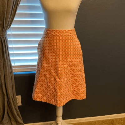 Trina Turk aline geometrical orange and white skirt Foto 1 de 4