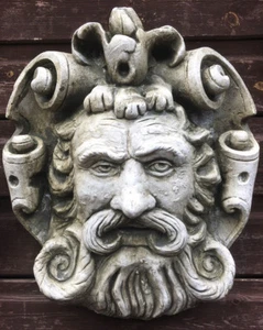 Deko Stein Wandrelief Gesichtsmaske Neoklassizistischer Stil Mascaron Jules © 30cm - Bild 1 von 12