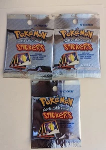 Lote de 3 pegatinas 1999 Pokemon/Nintendo Series ArtBox Sticker Booster Pack de 10 - Imagen 1 de 2