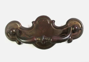 #1781 Drawer Drop Bail Pull Handle Dark Aged Brass Plated 3" Centers 1950s Vtg - Picture 1 of 4