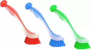 Long Handled Scrubbing Brush, Assorted Color, 5 X 21 X 5 Cm, Pack of 3 - Picture 1 of 12