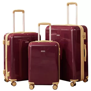 Luggage Sets 3 Piece Spinner 8 wheels Suitcase ,TSA Lock Lightweight 20''24"28 - Picture 1 of 13