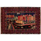 Oriental Hand Made Rugs City Building Pictorial Wool Area Rugs 198x130cm -R25331