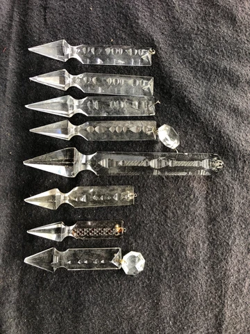 8 Chandelier Drop Prisms Bead Glass Spear Point Pendant Crystal " French Cut Art Cover
