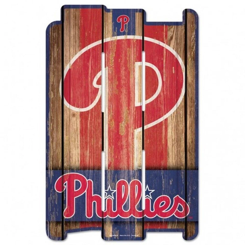 Philadelphia Phillies Wood Fence Sign 11"x17" [NEW] MLB Wall Man Cave Fan Wall - Image 1 of 1
