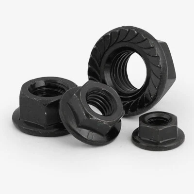 M2 M3 M4 M5 M6 M8 M10 M12 Sechskantmuttern Mit Flansch Verzinkt Schwarz - Bild 1 von 4