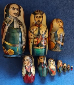 Unikat Set 10 handbemalte russische Puppen von Kykuh Mockba Romanovs Vintage (AT83) - Bild 1 von 16