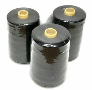 3 pcs All Purpose Polyester Sewing Thread, 12,000 yards Each, Tex 27, Black  - Picture 1 of 1