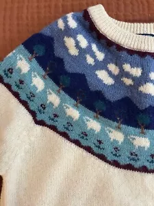 Suéter De Colección Woolrich Años 90 Lana Fair Isle Cordero Talla S Ovejas Árboles Montañas - Imagen 1 de 7