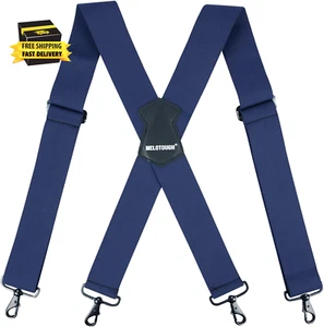 Men'S Suspender 1.5/2 Inch Wide Suspenders Full Elastic X Back Suspender with Sn - Picture 1 of 8