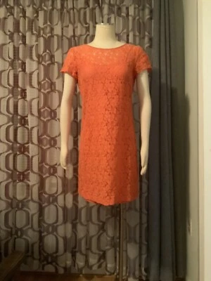 Vestido Donna Morgan Naranja Encaje Manga Corta Talla 6 Excelente Estado Foto 1 de 4