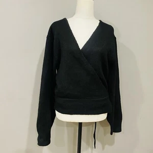 FEATHER & NOISE Black Wrap Knit Humper Size M/L Crop Acrylic - Picture 1 of 7