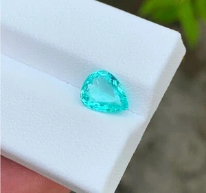 Turmalina Paraiba natural certificada GIE de 5,66 quilates corte pera azul piedra preciosa suelta - Imagen 1 de 5