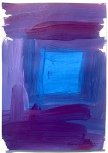 Howard Hodgkin Abstract Painting Original Art Purple Blue Exhibition Design D77 - Picture 1 of 6