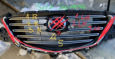 Mazda CX-9 2017-2024 parrilla delantera moldura cromada izquierda derecha OEM Pick Ur Part Foto 1 de 4