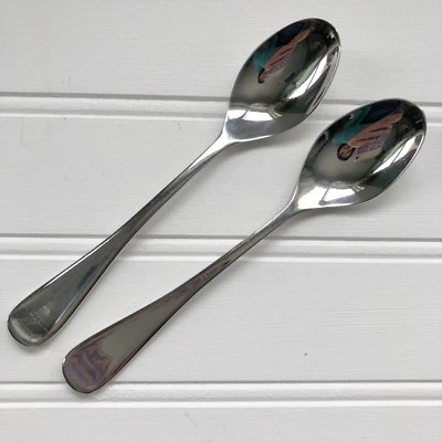 2 Vintage Cromargan WMF Finesse Spain Teaspoons Glossy Stainless Steel Pair  - Image 1 of 4