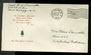 1944 WW2 PATRIOTIC SHERMAN #716  CR PHILLIPS PUBLISHER "FREE" FORT BRAGG CANCEL - Picture 1 of 1