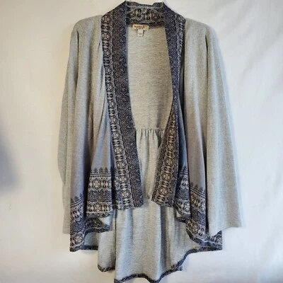 One World Sweater Womens Cardigan Open High Low Ombre Fade Print Edge XL - Image 1 of 4