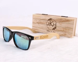 Personalisierte Holzsonnenbrille Herren Geschenk Bräutigam Vorschlag graviertes Holz - Bild 1 von 11