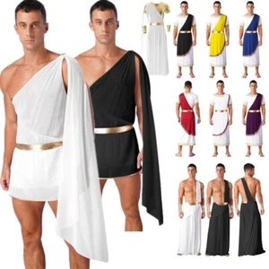 Mens Greek Gods Toga Costume Ancient Roman Senator Cosplay Robes for Halloween  - Picture 1 of 117