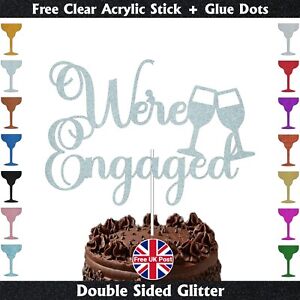 Happy Engagement Glitter Cake Topper Decoration We're Engaged Party Celebrate