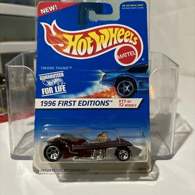 Hot Wheels TWANG THANG 1996 Primeras Ediciones #376 1ª Fundición - ¡Coche de Guitarra! Plata Foto 1 de 4