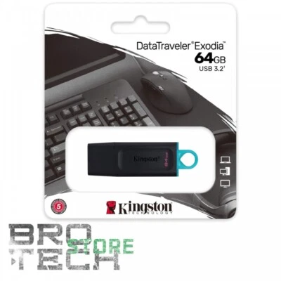 KINGSTON PENDRIVE 64GB DTX/64GB 3.2 GEN1 CHIAVETTA USB MEMORIA PC PENNETTA HDD - Immagine 1 di 4