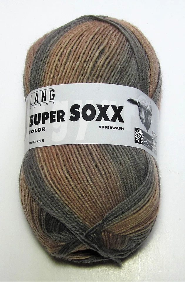 100g ball LANG SUPER SOXX COLOR sock knitting yarn #901 0170 BROWN and TAUPE - Image 1 of 1