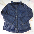 Chico's 2 Zenergy Rain Coat Jacket Long Sleeve Button Navy Blue Women's M 12 14