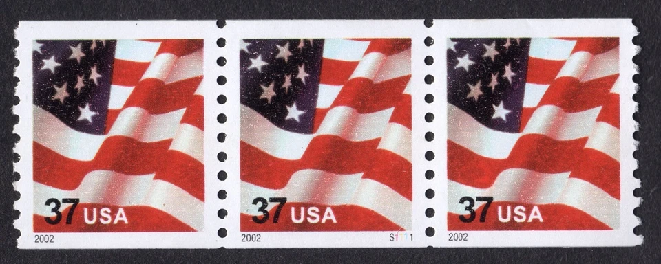 Scott #3631 Waving Flag Plate Number Coil (PNC3) of 3 Stamps - MNH P#S1111 - Image 1 of 1