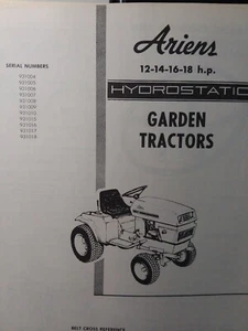 Ariens 12 14 16 18hp Hydrostatic Garden Tractor Service & Parts Manual 1976-1978 - Picture 1 of 1