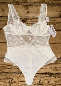 Jessica Simpson Women’s Size M Ivory Flirty Soft Cup Bodysuit NWT - Picture 1 of 9