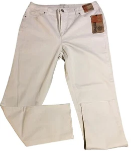 Neu mit Etikett $ 69 Damen-Rüsche gehauen Biskus (beige) dünne Stretchjeans ausgefranster Saum Gr. 12 - Bild 1 von 6