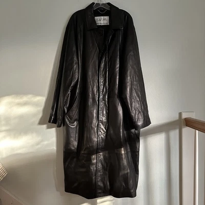 Michael Hoban Men’s XXL NORTH BEACH LEATHER Coat Overcoat Goth Rock 80s - Image 1 of 4