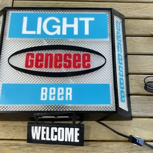 Vintage Genesee Light Beer Plastic Wall Light Up Beer Sign "Welcome" "On Tap" - Picture 1 of 11