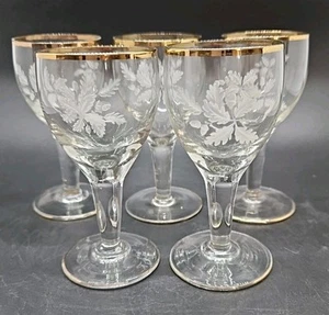 5 x Vasos de Jerez Pequeños Vintage Borde Dorado Blanco Transferencia Estampado Hojas de Roble 60ml - Imagen 1 de 5