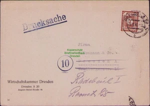 B22807 SBZ 56 Ostsachsen Brief Drucksache 1946 Nachsendung Radebeul ohne Nachgeb - Picture 1 of 2